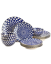 Thyme & Table Blue Medallion 12 Piece Dinnerware Set