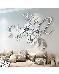 Tureclos Wall Sticker 3D Flower Acrylic Mirror Decal Bath Home Decor