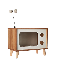 Vibrant Life Purr-View Retro Tv Cat Condo With Jute Scratching Pad & Washable Mat