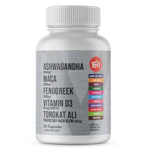 Viteey Ashwagandha Maca Fenugreek Supplement with Tongkat Ali – Drive, Passion & Energy Support for Men & Women – Mood, Calm & Stress Support - 60 Capsules