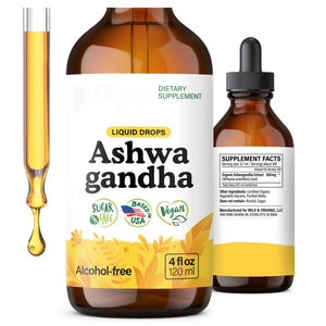 Wild & Organic Ashwagandha Drops - Mood Support Supplement w/Ashwagandha Root Extract - Liquid Drops for Calm Mind - Relaxation Supplements - Sugar & Alcohol-Free - 4 fl oz