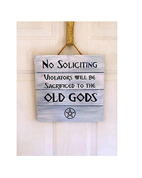 Witchy Home Decor No Soliciting Pagan Wood Sign Wooden Sign Hanging Decorations Rustic Funny Wood Signs