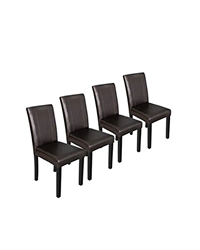 Zeny 4 Pieces Simple Style Parson Chair Urban Leather Dining Seats, Brown