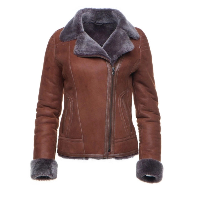 Zavonia Sheepskin Shearling B3 Bomber Leather Jacket