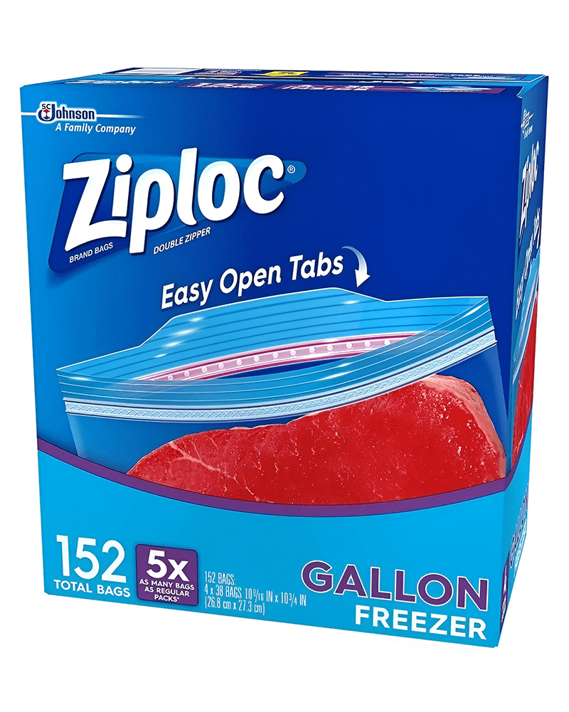 Ziploc Double Zipper Freezer Bags, Gallon, 152 Ct