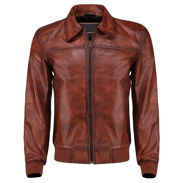 Men's Boyd's Rust Leather Bomber Jacket