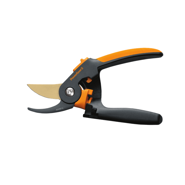Fiskars 11.5" PowerGear2 Titanium Softgrip Bypass Pruner, 3/4" Cut Capacity Black and Orange