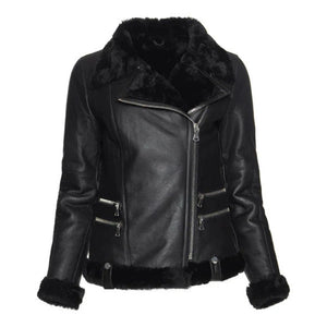 Mirelda Sheepskin Shearling-Trimmed Aviator Jacket