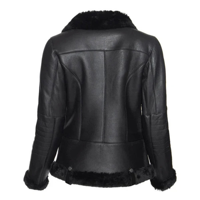 Mirelda Sheepskin Shearling-Trimmed Aviator Jacket