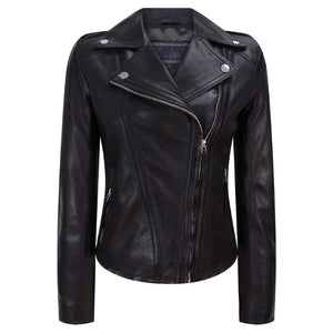 Ladies Soft Napa Leather Biker Jacket