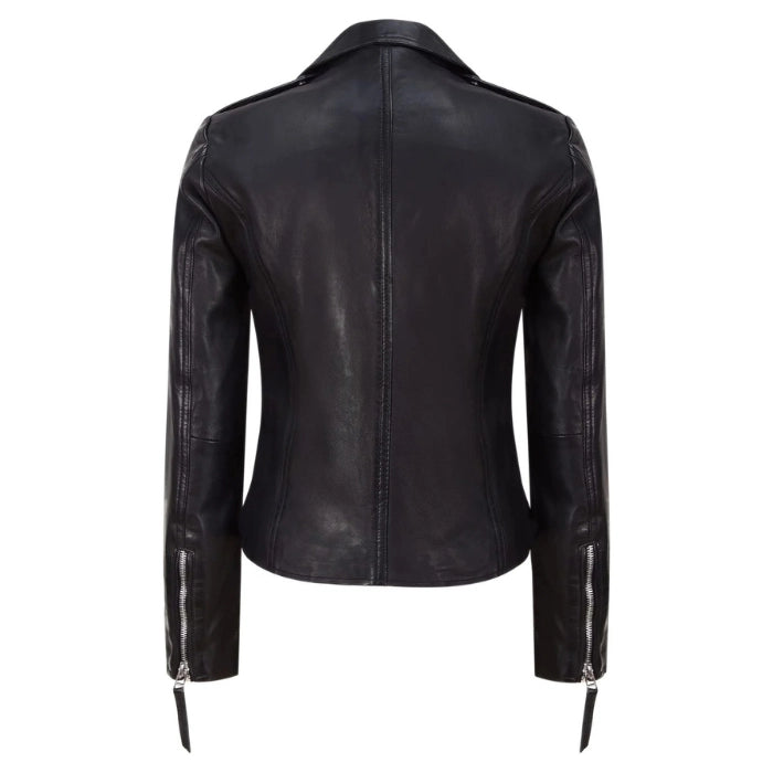 Ladies Soft Napa Leather Biker Jacket