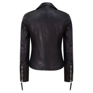 Ladies Soft Napa Leather Biker Jacket
