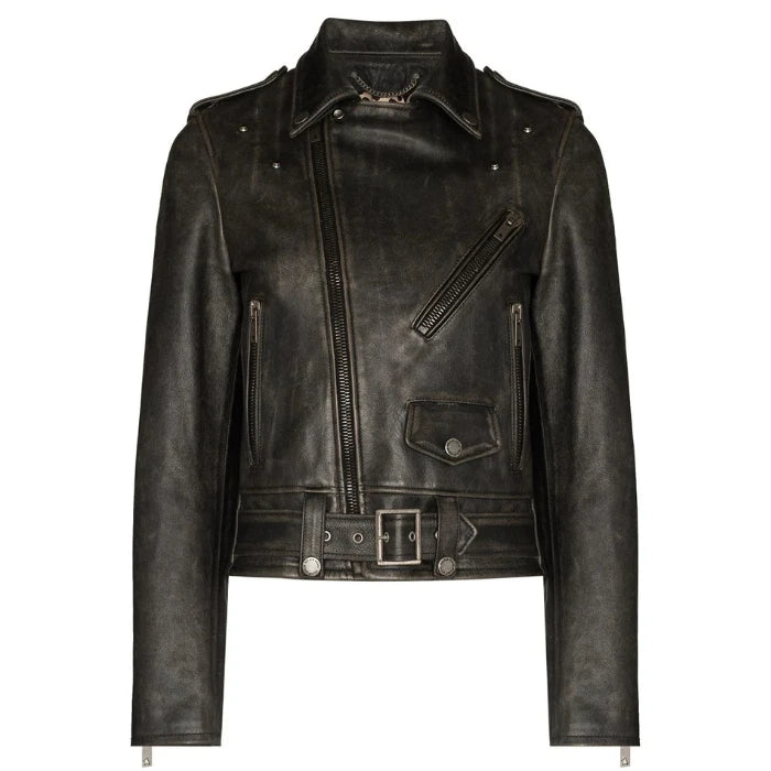 Handmade Distressed Leather Biker Jacket