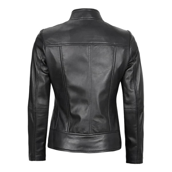 Women's Black Prison Moto Leather Jacket