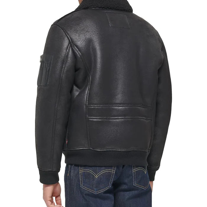 Men's Aviator Leather Bomber Jacket