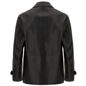 Terra Button-Up Black Leather Jacket
