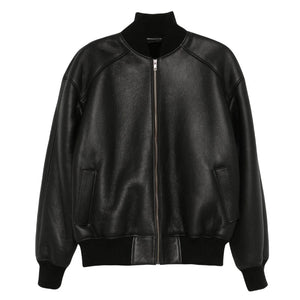 Daria Luxe Black Leather Bomber Jacket