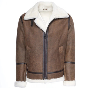Polar Brown B3 White Shearling Bomber Jacket