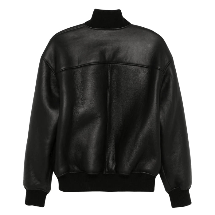 Daria Luxe Black Leather Bomber Jacket