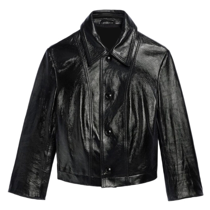 Luxe Style Titan Black Leather Blouson Jacket
