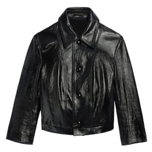 Luxe Style Titan Black Leather Blouson Jacket