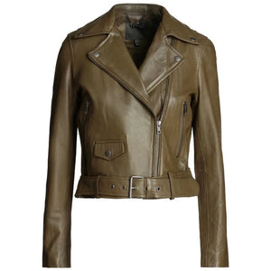 Women's Military Green Moto Biker Jacket