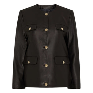 Lydia Black Button-Up Leather Jacket for Women