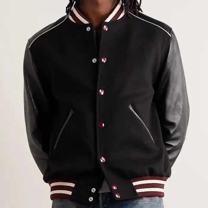 Astor Signature Black Wool Varsity & Leather Sleeves