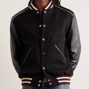 Astor Signature Black Wool Varsity & Leather Sleeves