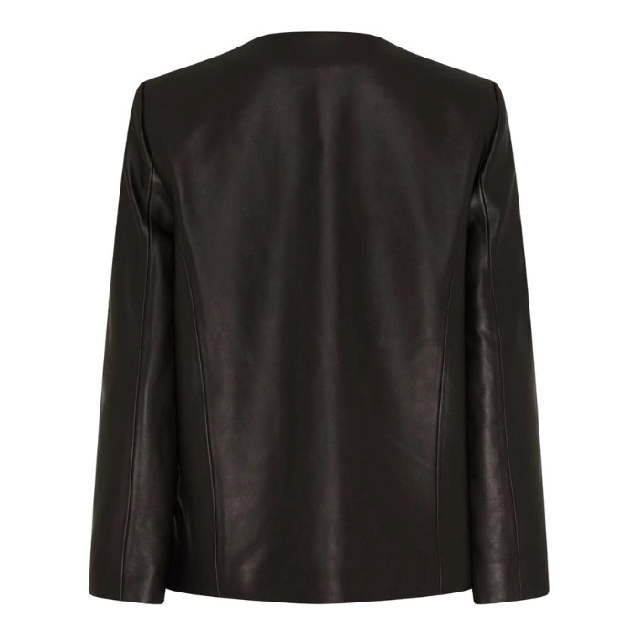 Lydia Black Button-Up Leather Jacket for Women
