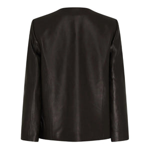Lydia Black Button-Up Leather Jacket for Women