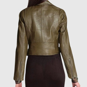 Women's Military Green Moto Biker Jacket