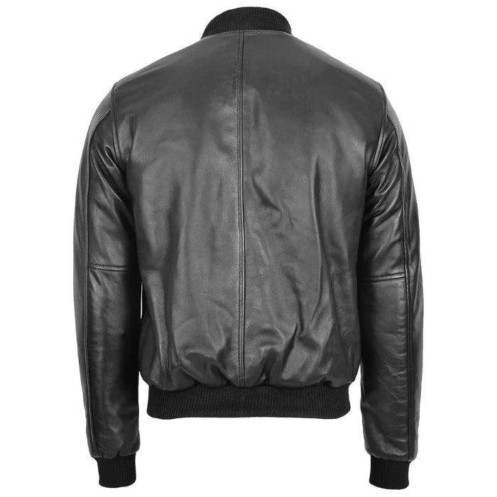 Beazley MA1 Black Leather Bomber Jacket