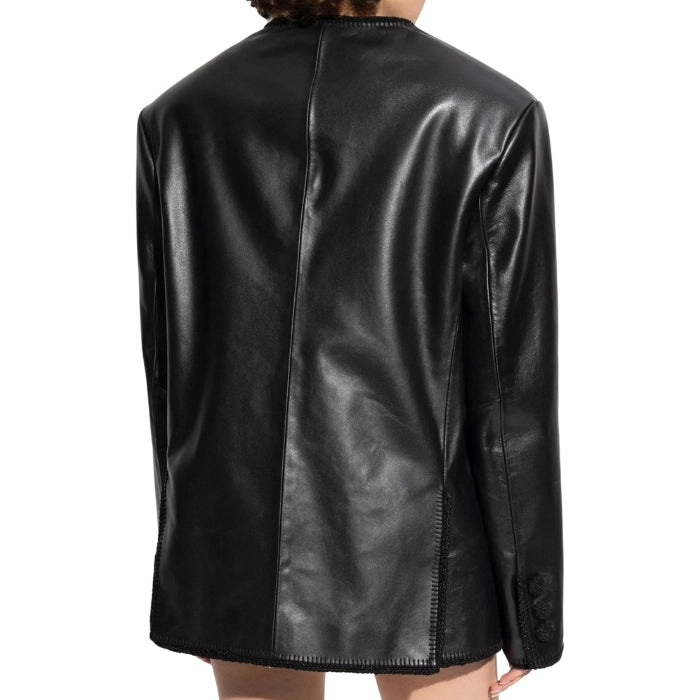 Archer Black Oversized Leather Jacket Blazer