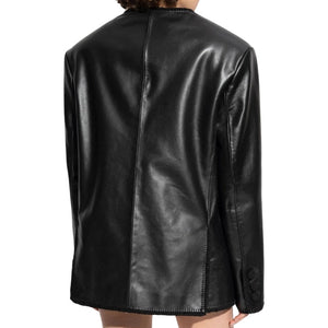 Archer Black Oversized Leather Jacket Blazer
