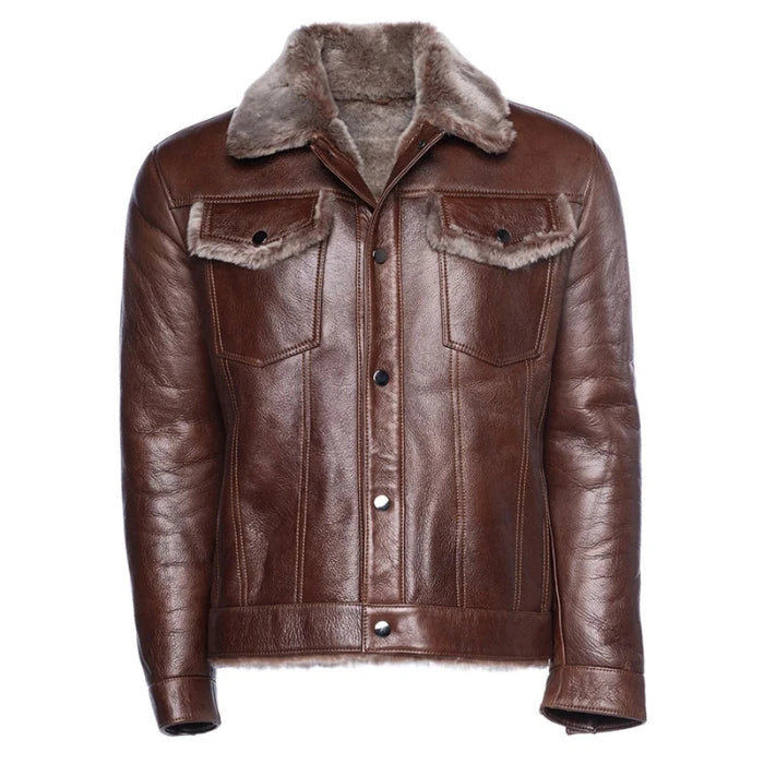 Apex Brown Trucker Shearling Jacket