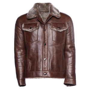 Apex Brown Trucker Shearling Jacket
