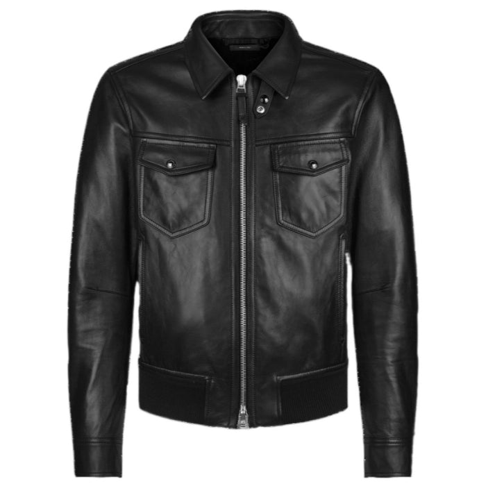 Viper Slim-Fit Black Leather Jacket
