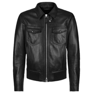 Viper Slim-Fit Black Leather Jacket