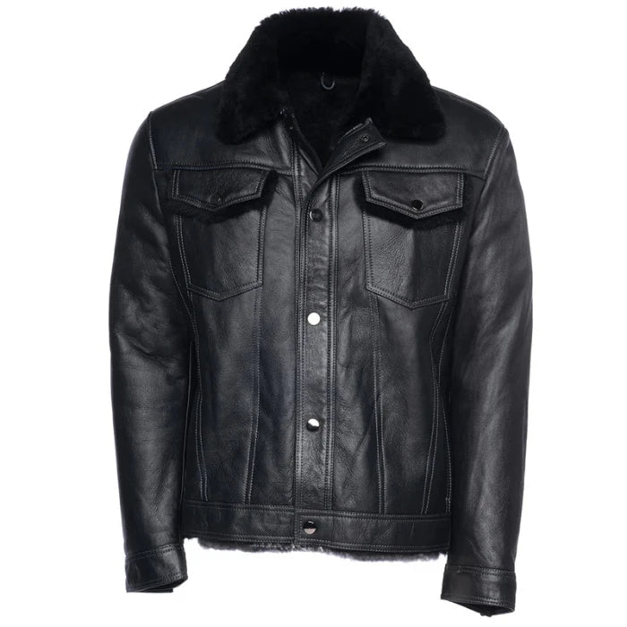 Apex Black Trucker Shearling Jacket