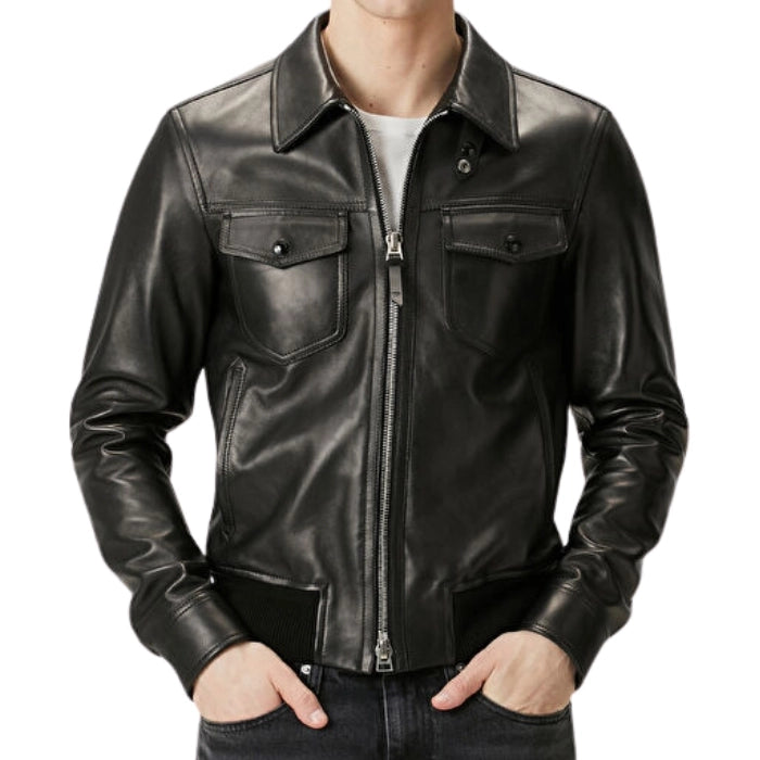 Viper Slim-Fit Black Leather Jacket