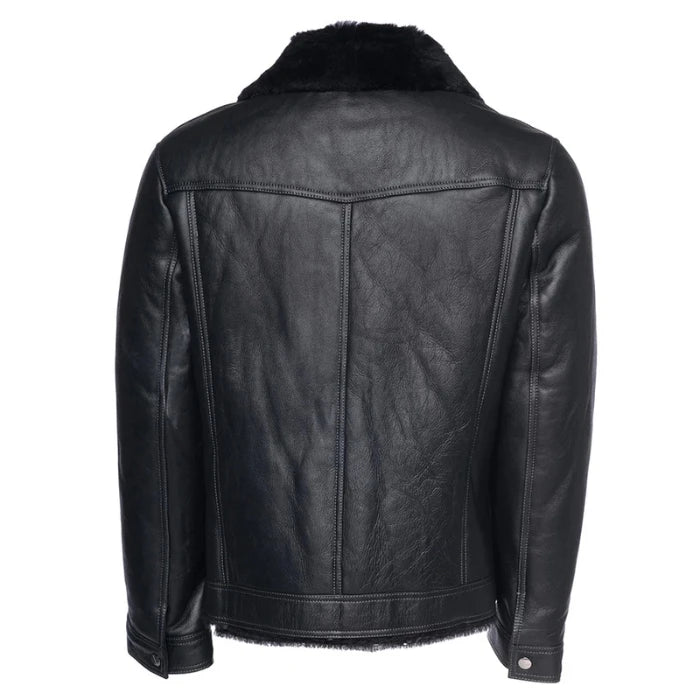 Apex Black Trucker Shearling Jacket