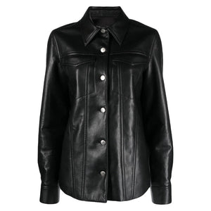 Rocio Oversized Button-Up Leather Jacket