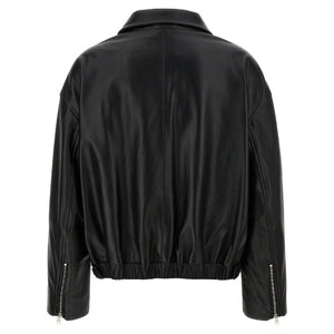 Zelora Soft-Finish Black Leather Bomber Jacket