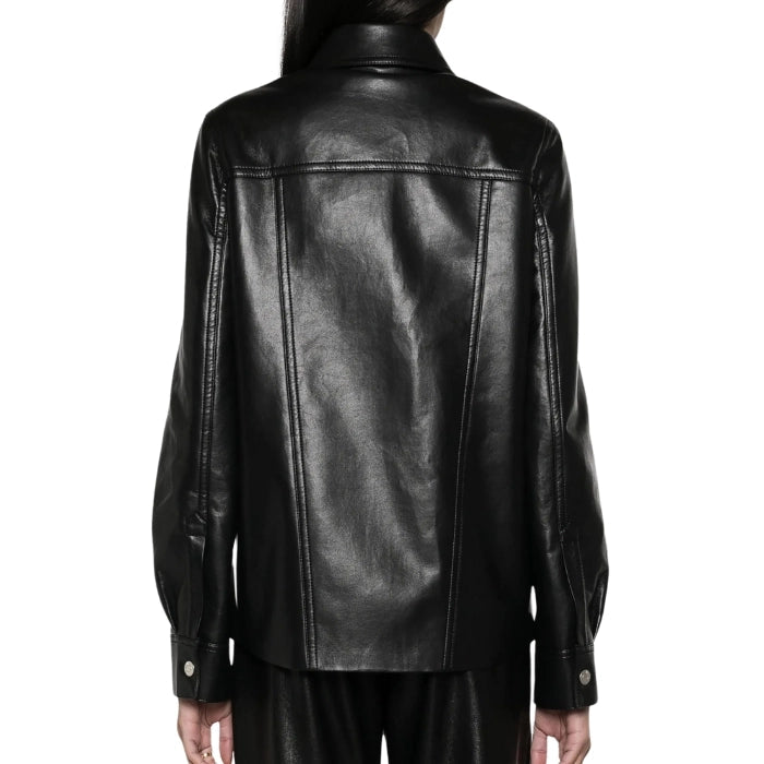 Rocio Oversized Button-Up Leather Jacket
