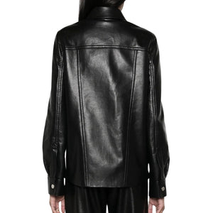 Rocio Oversized Button-Up Leather Jacket