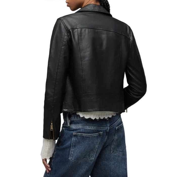 Luxury-Inspired Women's Belted Biker Jacket