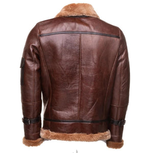 Tundrix Brown Sheepskin Shearling Bomber Jacket for Men