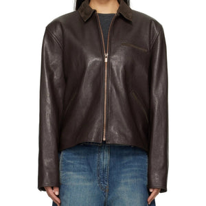 Sculpted Women's Brown Leather Jacket