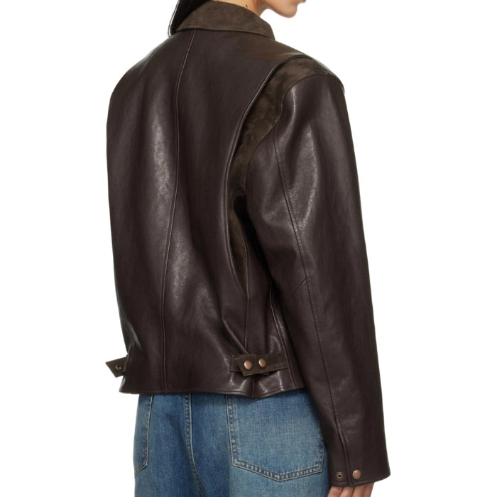 Sculpted Women's Brown Leather Jacket